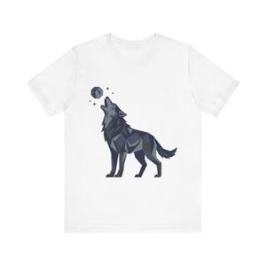 Minimalist Geometric Wolf Howling - Tshirt image 1