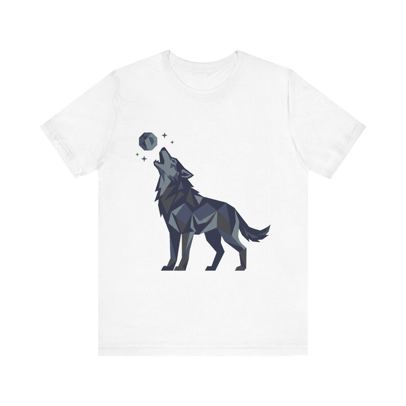Minimalist Geometric Wolf Howling - Tshirt image 1
