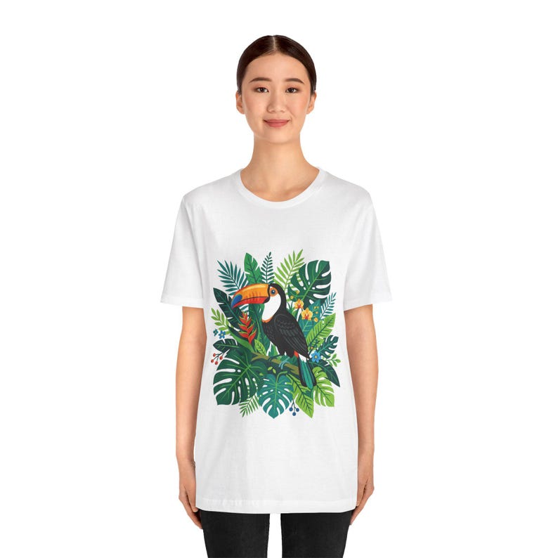 Jungle Toucan Among Tropical Leaves - Tshirt image 5
