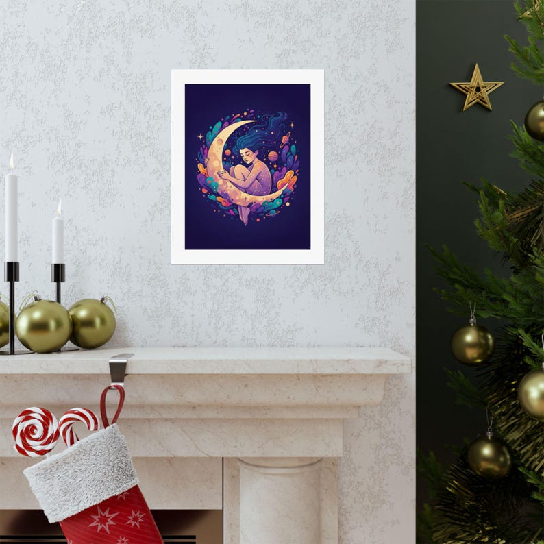 Moon Child Poster, Celestial Astrology Wall Art, Zodiac Star Sign Print, Boho Moon Phase Decor, Spiritual Room Decor bild 7