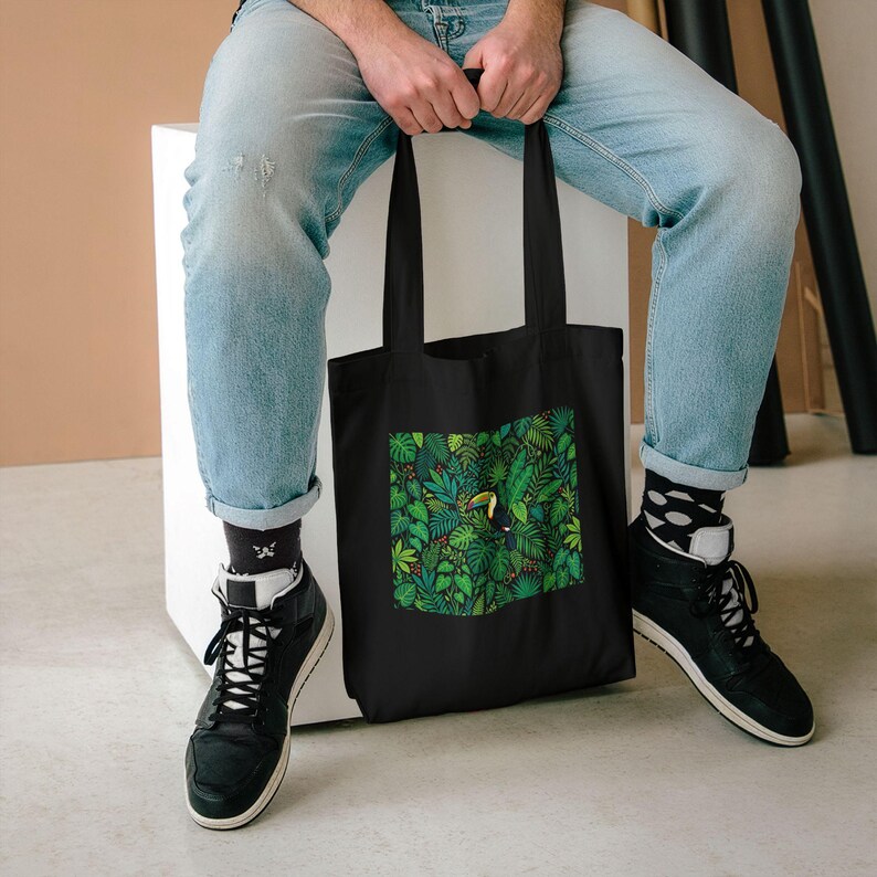 Jungle Toucan Among Tropical Leaves - Tote Bag image 5