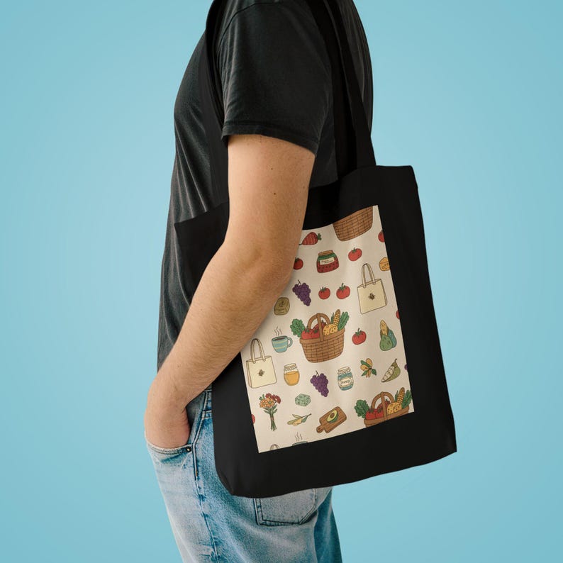 Farmers Market Tote Bag, Canvas Grocery Bag, Reusable Shopping Bag, Farmer Market Vibes, Vegetable Bag, Eco Friendly Tot image 3
