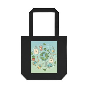 Eco Friendly Tote Bag - There Is No Planet B Reusable Shopping Bag, Earth Day Gift, Environmental Canvas Bag image 1