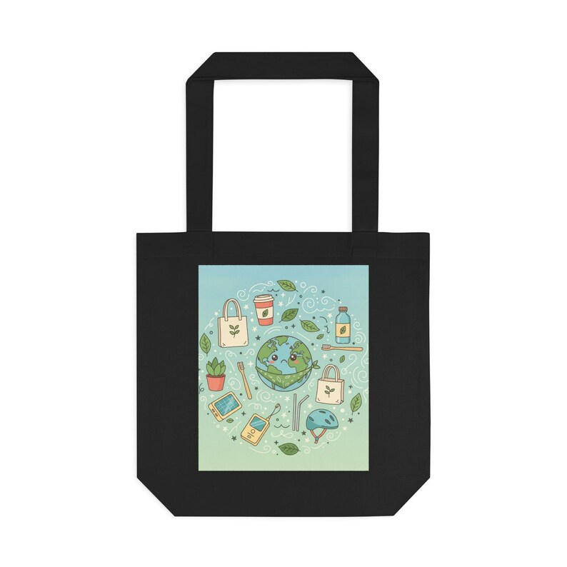 Eco Friendly Tote Bag - There Is No Planet B Reusable Shopping Bag, Earth Day Gift, Environmental Canvas Bag image 1