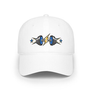 Fitness Baseball Cap Dumbbell Lightning Bolt Athletic Stars Gym Workout Hat image 1