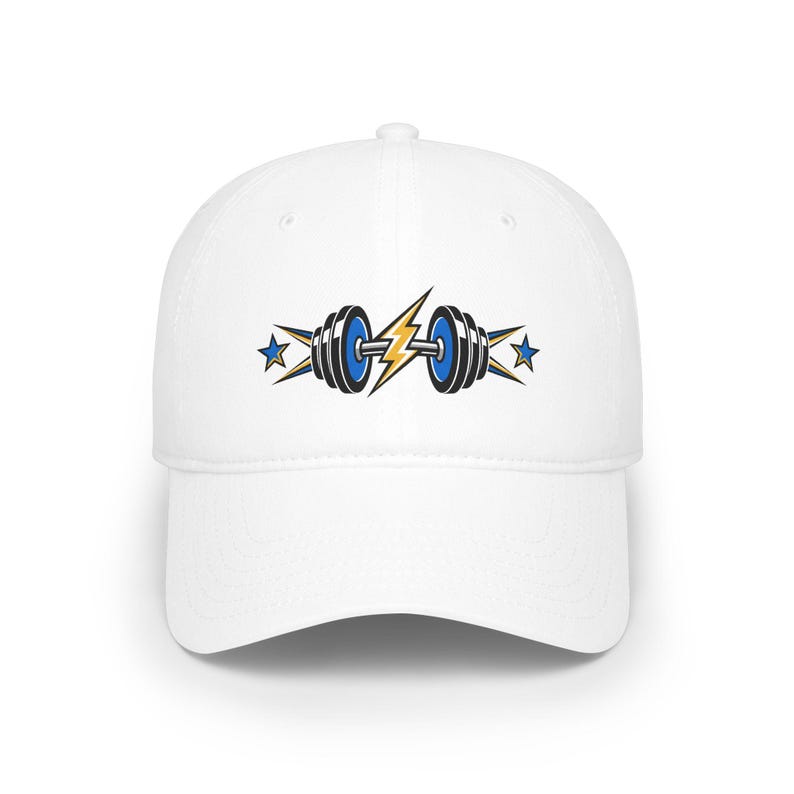 Fitness Baseball Cap Dumbbell Lightning Bolt Athletic Stars Gym Workout Hat image 1