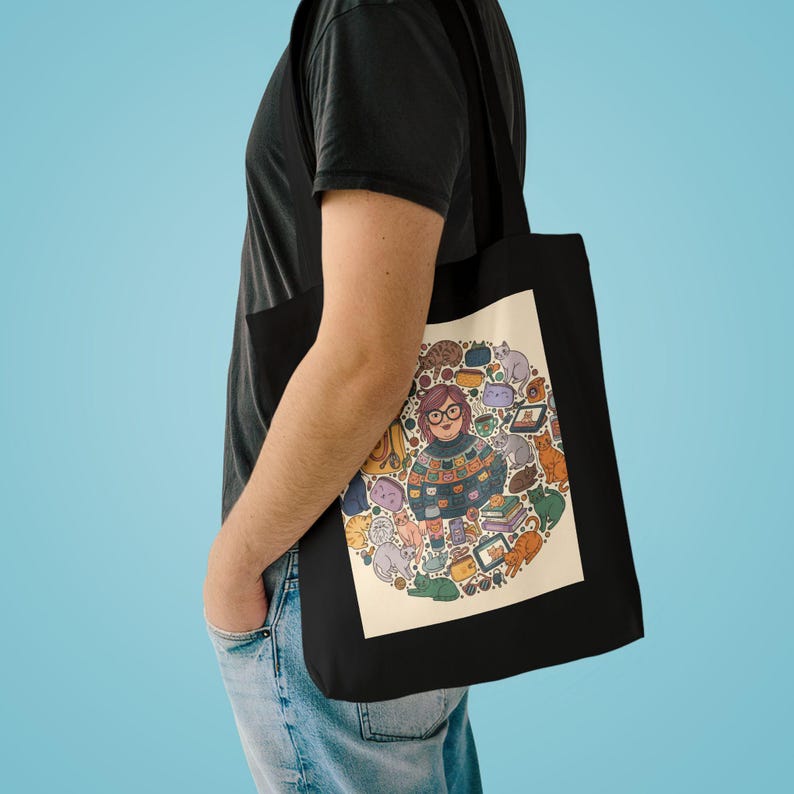 Crazy Cat Lady Tote Bag | Funny Cat Lover Gift Reusable Canvas Bag for Cat Moms imagen 3