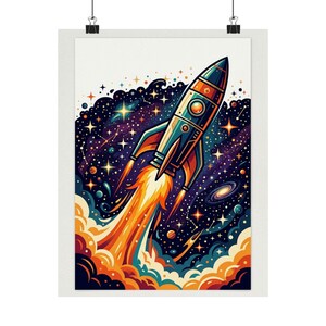Space Rocket Launching Stars - Poster image 1