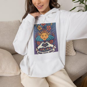 Good Vibes Only Hoodie | Streetwear Aesthetic Sweatshirt | Positive Energy Graphic Pullover | 90s Vintage Style Unisex image 3