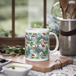 Koi Pond Japanese Garden Watercolor - Mug Bild 4