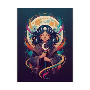 Moon Child Astrology Poster | Celestial Wall Art | Zodiac Nursery Decor | Moon Phase Print | Boho Mystic Wall Decor imagen 2