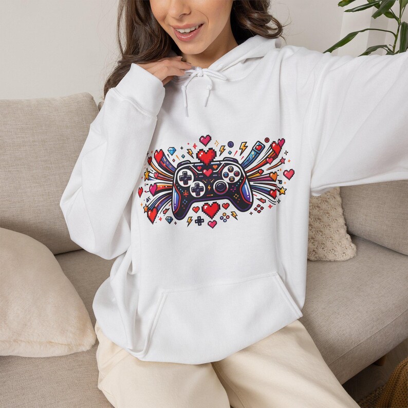 Gamer Controller Pixel Hearts - Hoodie bild 4