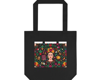 Frida Kahlo Floral Portrait - Tote Bag