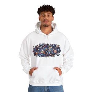 Cosmic Astronaut Cat Exploring Galaxies - Hoodie image 7