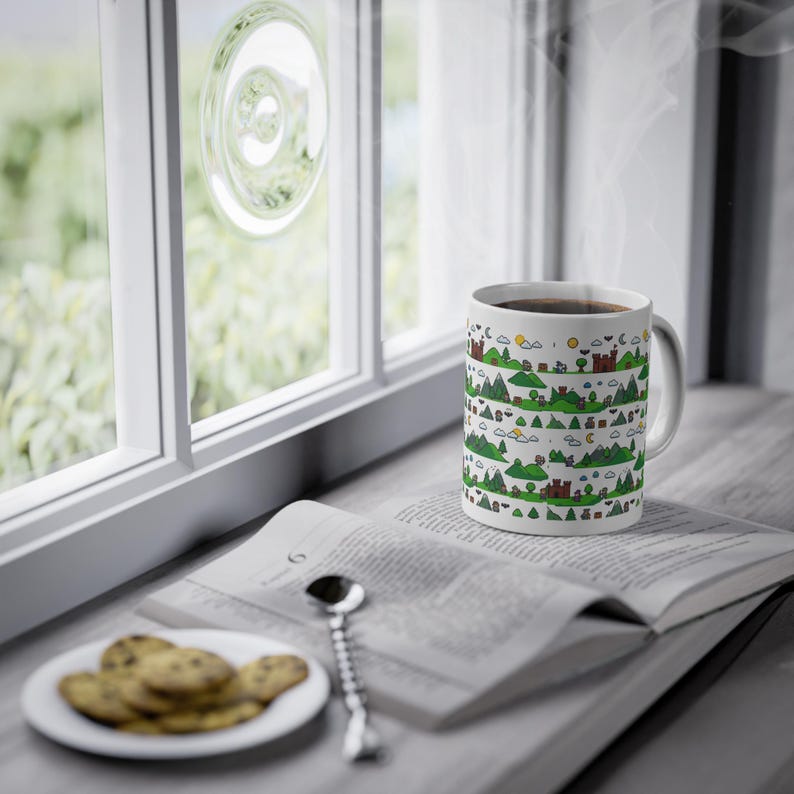 Pixel Art Retro Gaming Landscape - Mug imagen 5