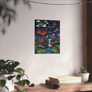 Pixel Art Retro Gaming Landscape - Poster Bild 6