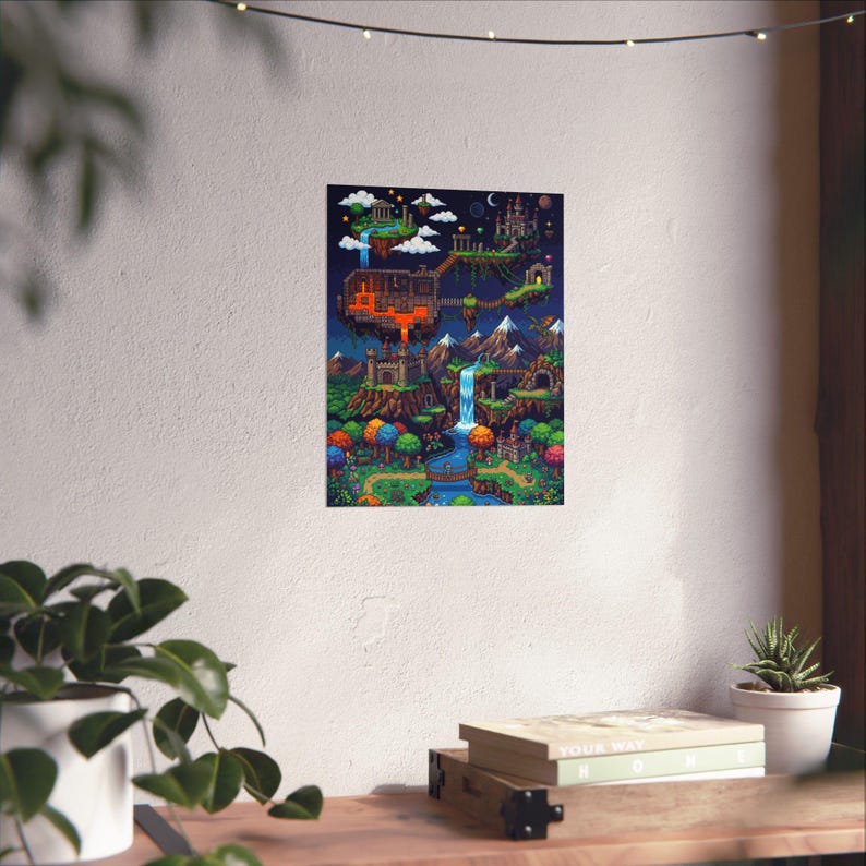 Pixel Art Retro Gaming Landscape - Poster Bild 6