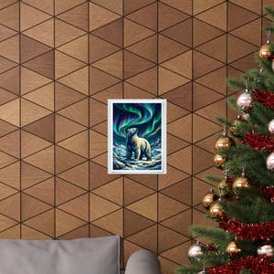 Arctic Polar Bear Under Aurora Borealis - Poster Bild 4