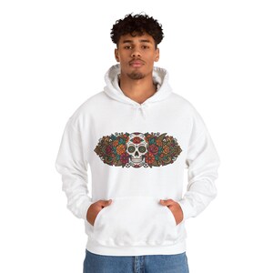 Skull With Flowers Day Of The Dead - Hoodie zdjęcie 7