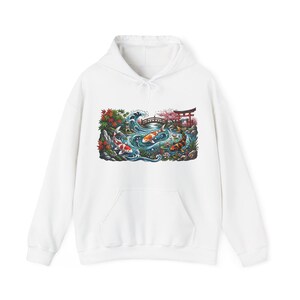 Koi Pond Japanese Garden Watercolor - Hoodie bild 1