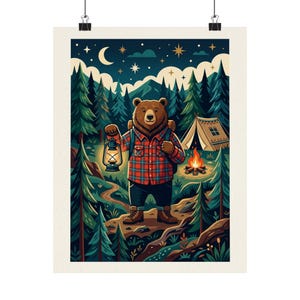 Camping Bear With Lantern - Poster image 1