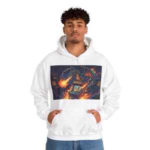 Retro Arcade Pixel Dragon Sweatshirt - Vintage Gamer Gaming Fire Pixel Art Gift imagem 5