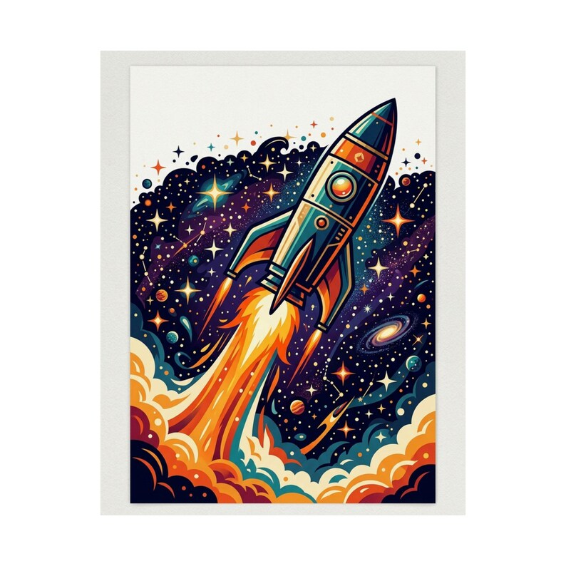 Space Rocket Launching Stars - Poster image 2