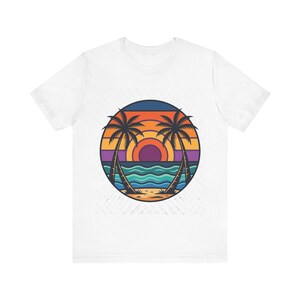 Retro Sunset Palm Tree Ocean - Tshirt image 1