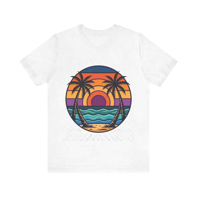 Retro Sunset Palm Tree Ocean - Tshirt image 1