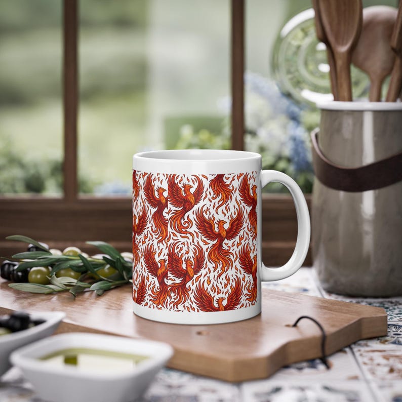 Mystical Phoenix Rising From Flames - Mug image 4