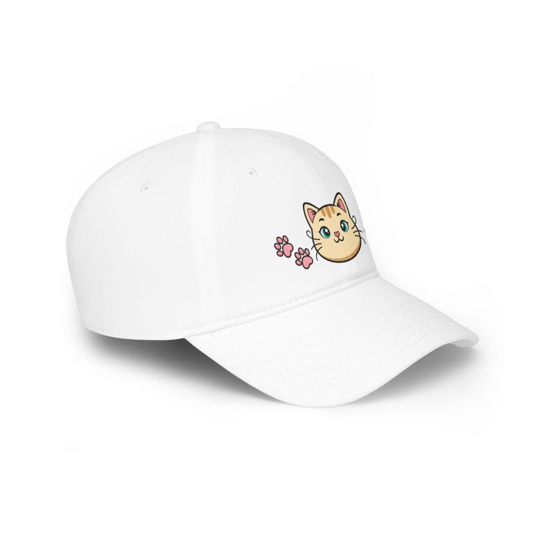 Cute Cat Face Baseball Cap With Whiskers & Paw Prints Cat Lover Adjustable Hat Cat Mom Dad Kitty Animal Lover Gift image 3