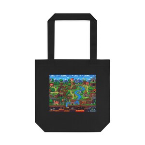 Pixel Art Retro Gaming Landscape - Tote Bag image 1
