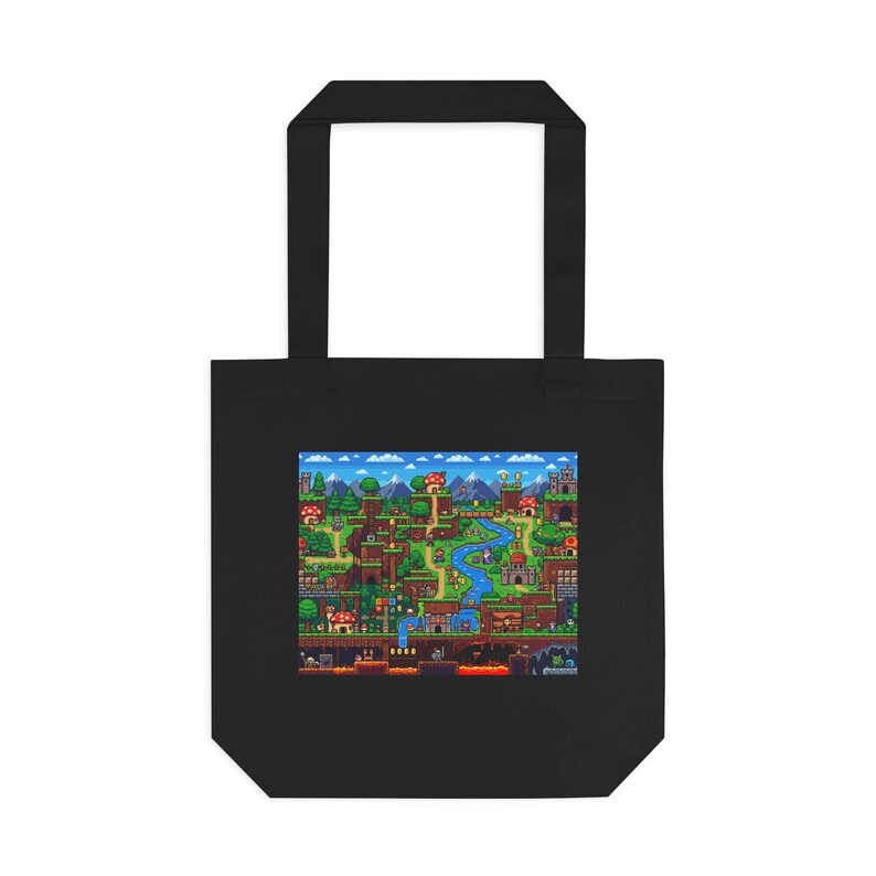 Pixel Art Retro Gaming Landscape - Tote Bag image 1