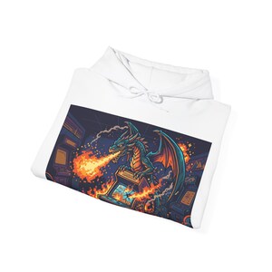 Retro Arcade Pixel Dragon Sweatshirt - Vintage Gamer Gaming Fire Pixel Art Gift imagem 2