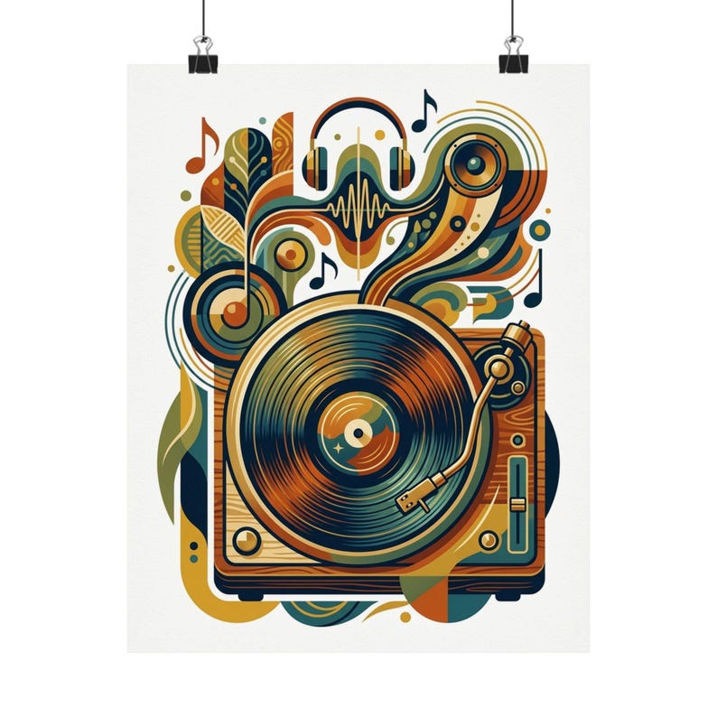 Retro Vinyl Record Music Lover - Poster zdjęcie 1