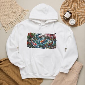 Koi Pond Japanese Garden Watercolor - Hoodie bild 4