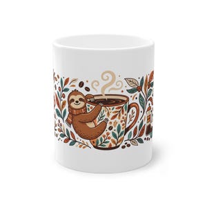 Cute Sloth Hanging On Coffee Cup - Mug afbeelding 1
