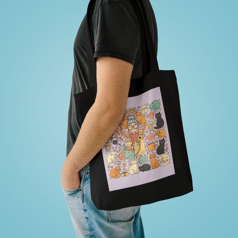 Crazy Cat Lady Tote Bag | Funny Cat Lover Gift | Cat Mom Canvas Bag | Cat Themed Accessories image 3