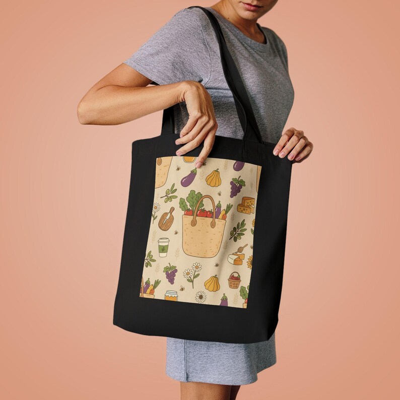 Farmers Market Tote Bag, Canvas Grocery Bag, Reusable Shopping Bag, Farmer Market Vibes, Eco Friendly Gift image 4