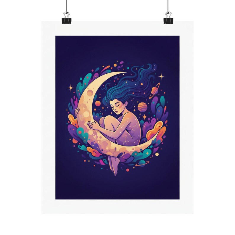 Moon Child Poster, Celestial Astrology Wall Art, Zodiac Star Sign Print, Boho Moon Phase Decor, Spiritual Room Decor bild 1
