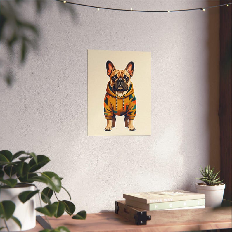 French Bulldog Wearing Hoodie - Poster image 6