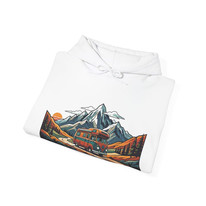 Vintage Travel Camper Van Mountains - Hoodie image 2