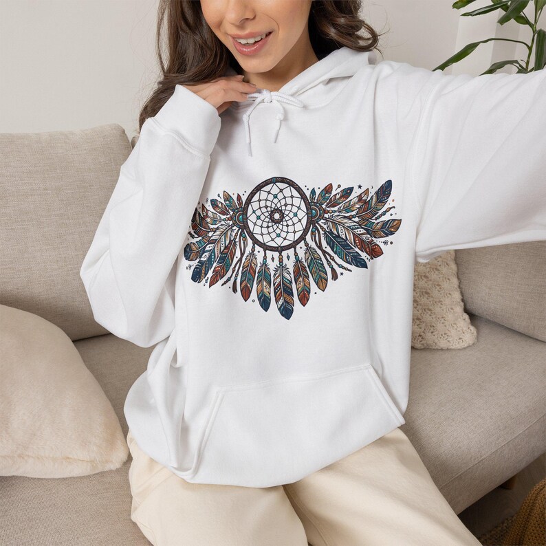 Boho Dreamcatcher Feathers - Hoodie image 4