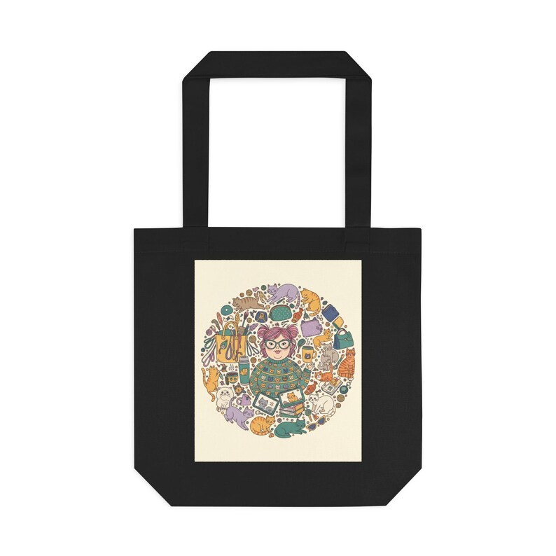 Crazy Cat Lady Tote Bag, Funny Cat Lover Gift, Cat Mom Canvas Bag, Cat Themed Accessories, Cute Cat Lady Gift Idea image 1