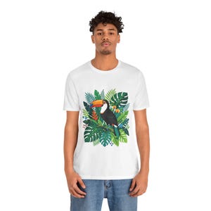 Jungle Toucan Among Tropical Leaves - Tshirt image 6