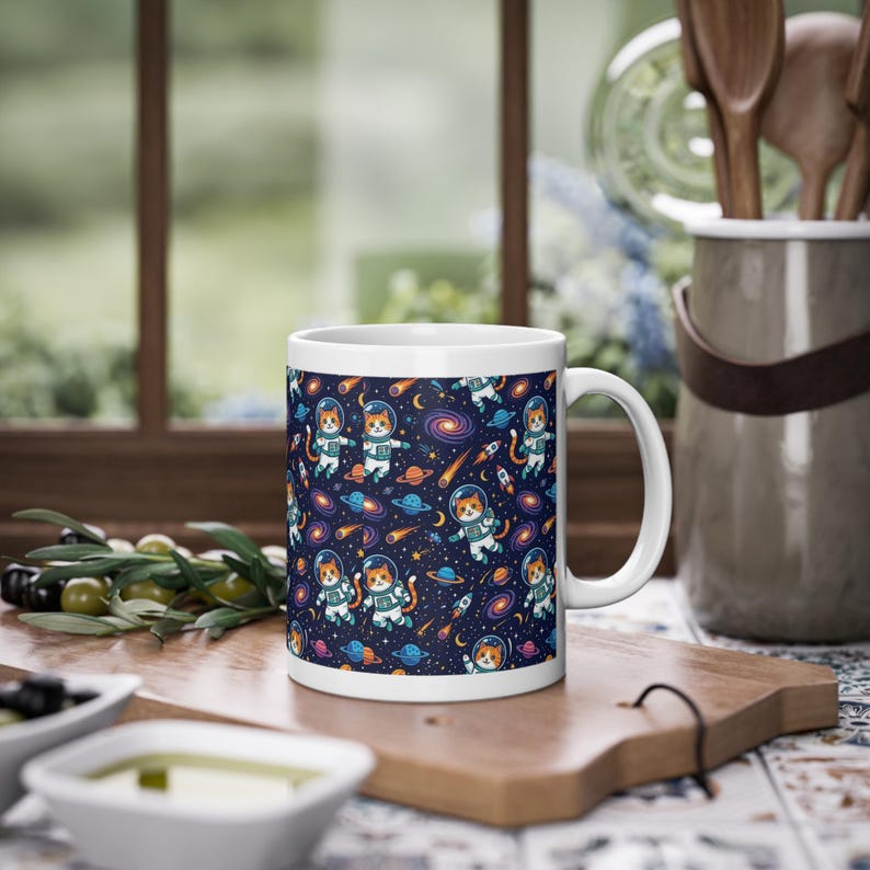 Cosmic Astronaut Cat Exploring Galaxies - Mug imagen 4
