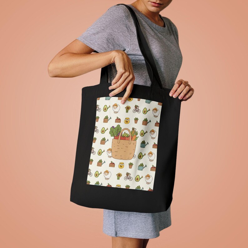 Farmers Market Vibes Tote Bag | Reusable Grocery Bag | Canvas Tote | Eco Friendly Shopping Bag | Produce Tote image 4