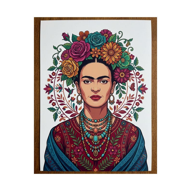 Frida Kahlo Floral Portrait - Poster immagine 2