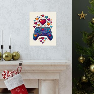 Gamer Controller Pixel Hearts - Poster imagen 7