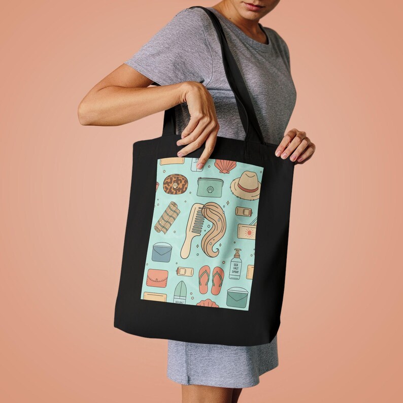 Salty Hair Don't Care Beach Tote Bag | Summer Canvas Tote | Vacation Gift imagen 4